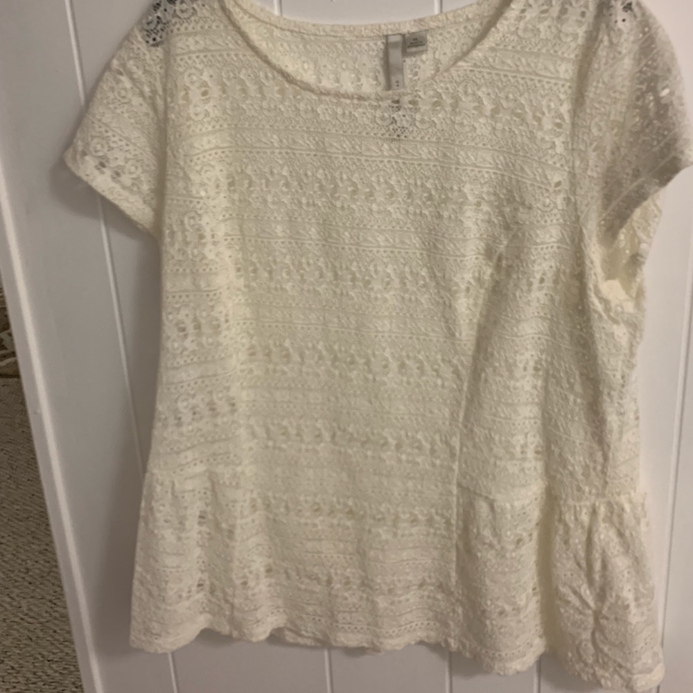 Lauren Conrad White Lace blouse XL